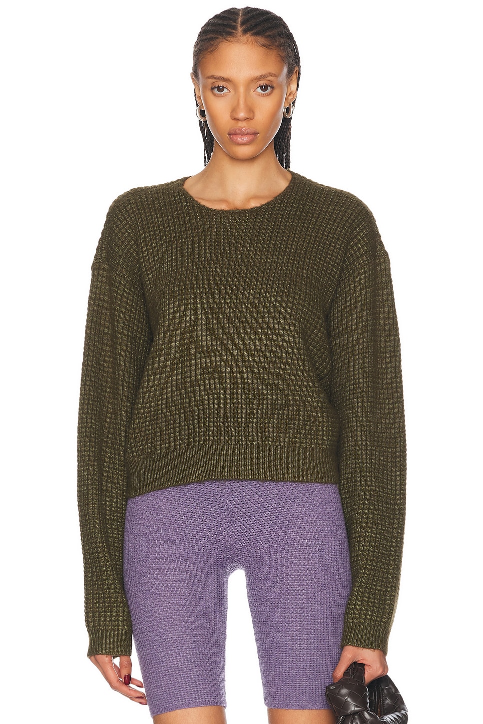 Cropped Crewneck Sweatshirt in Green