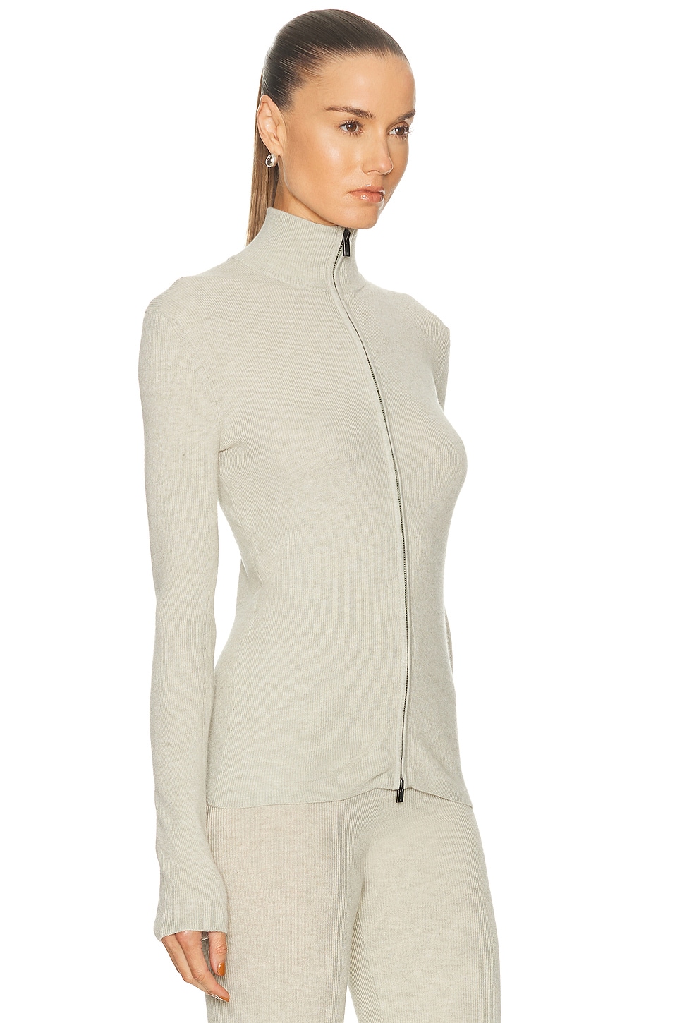 Essentials Soft Rib 2-way Zip-up Jacket In Gray