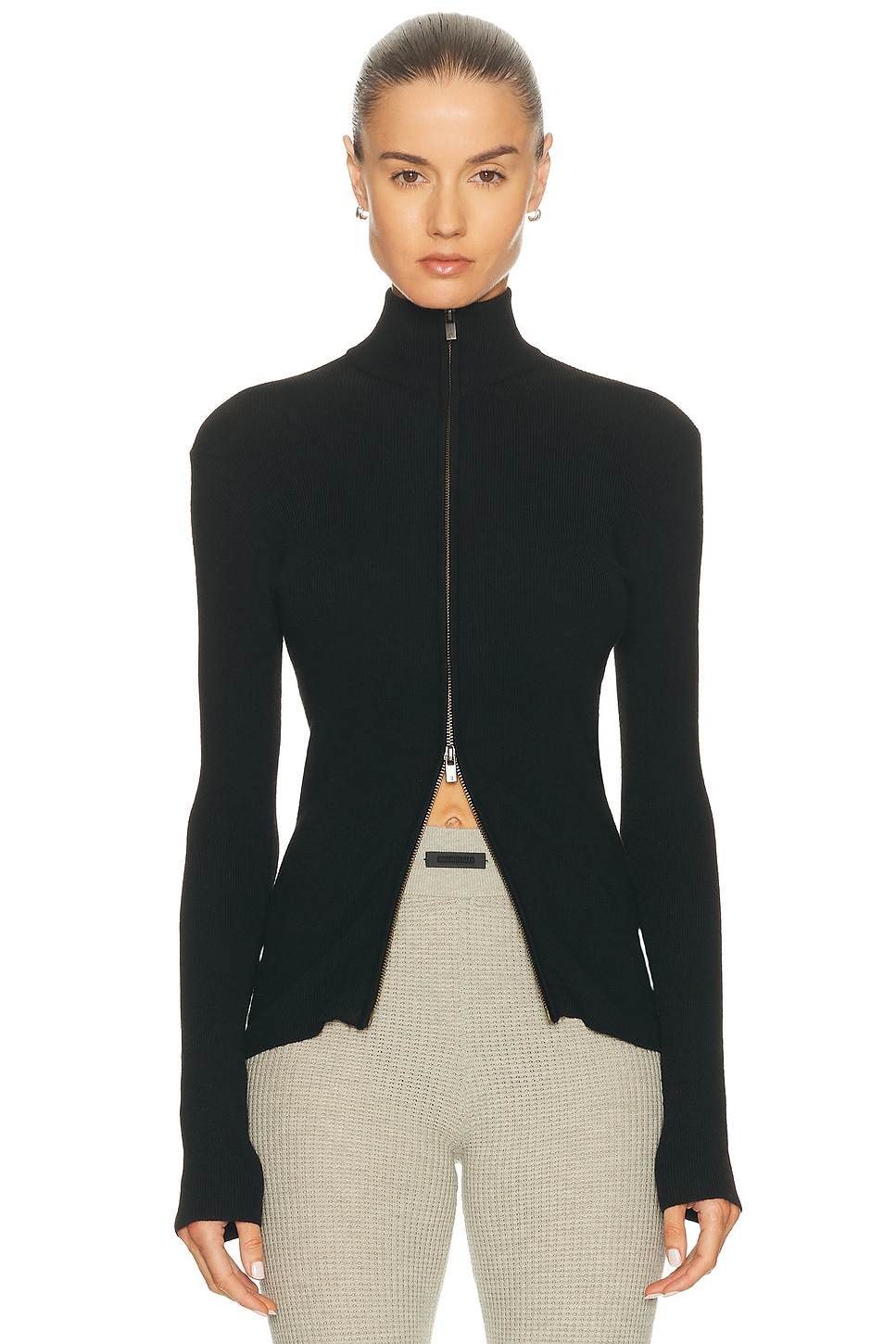 Essentials Soft Rib 2-way Zip-up Jacket In Multi