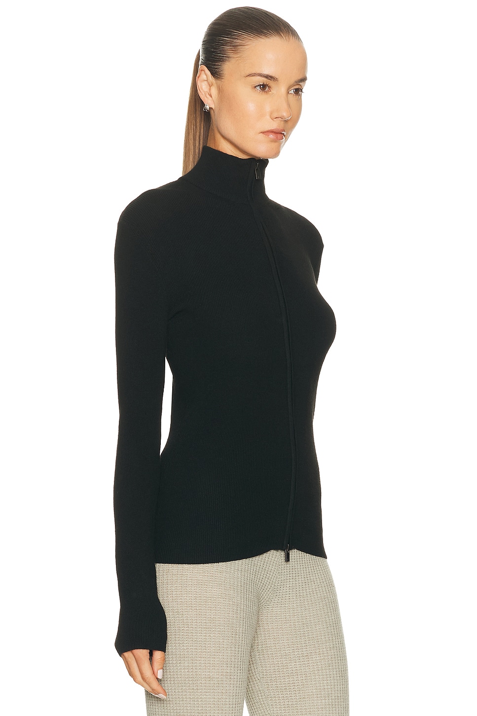 Essentials Soft Rib 2-way Zip-up Jacket In Multi