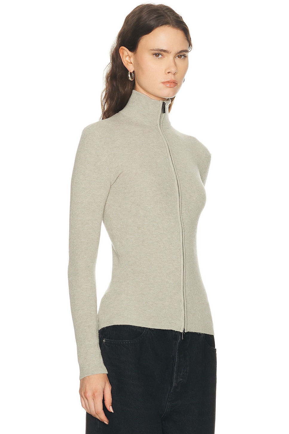 Essentials Soft Rib 2-way Zip-up Jacket In Gray