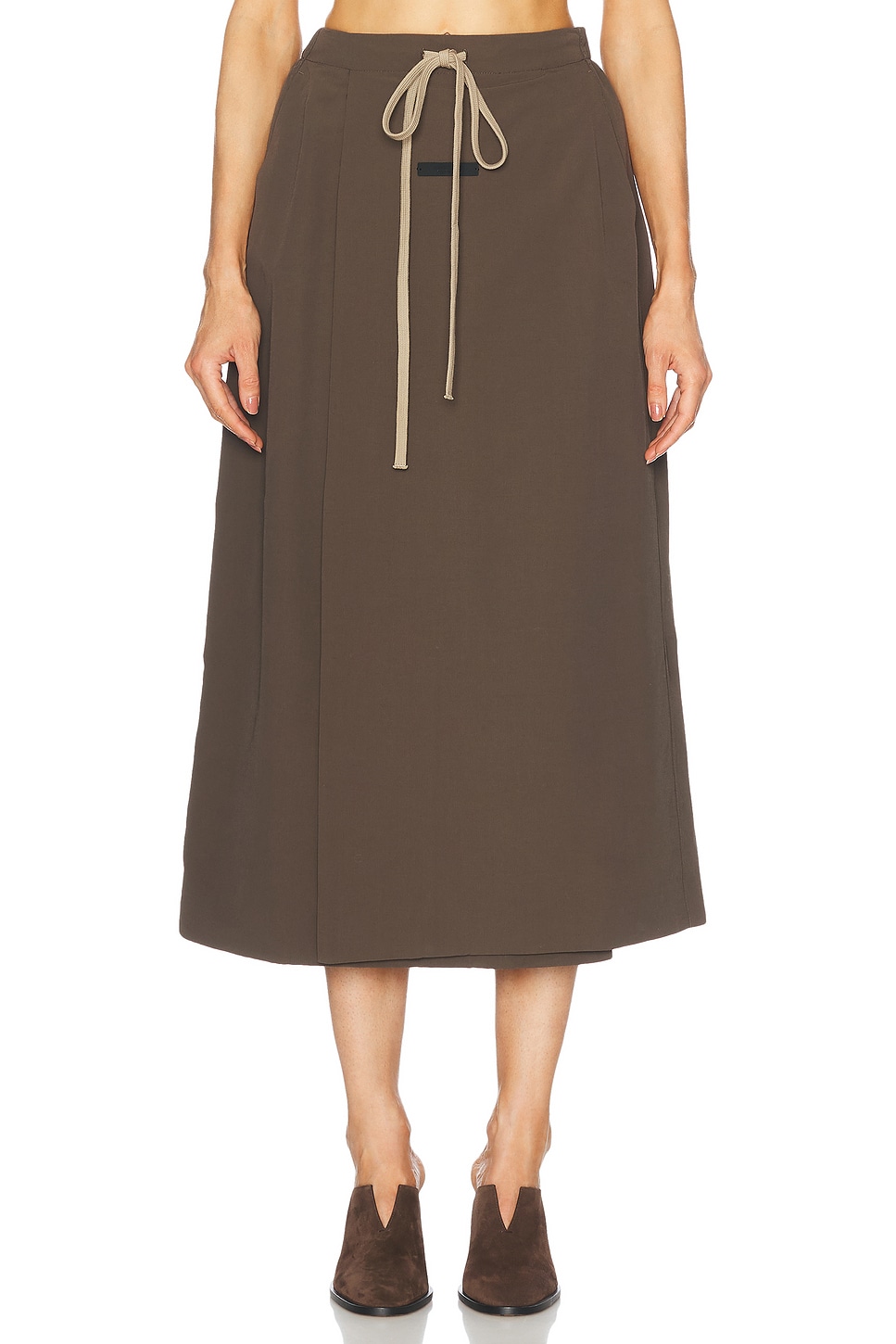 Military Nylon Wrap Skirt in Brown