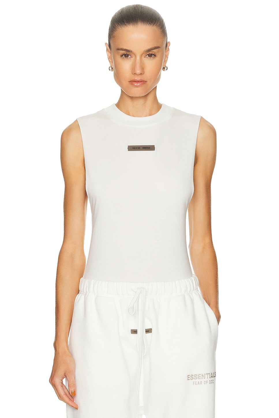 Essentials Sleeveless Bodysuit In White