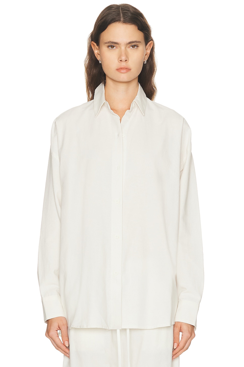 Essentials Brushed Oxford Relaxed Shirt In White