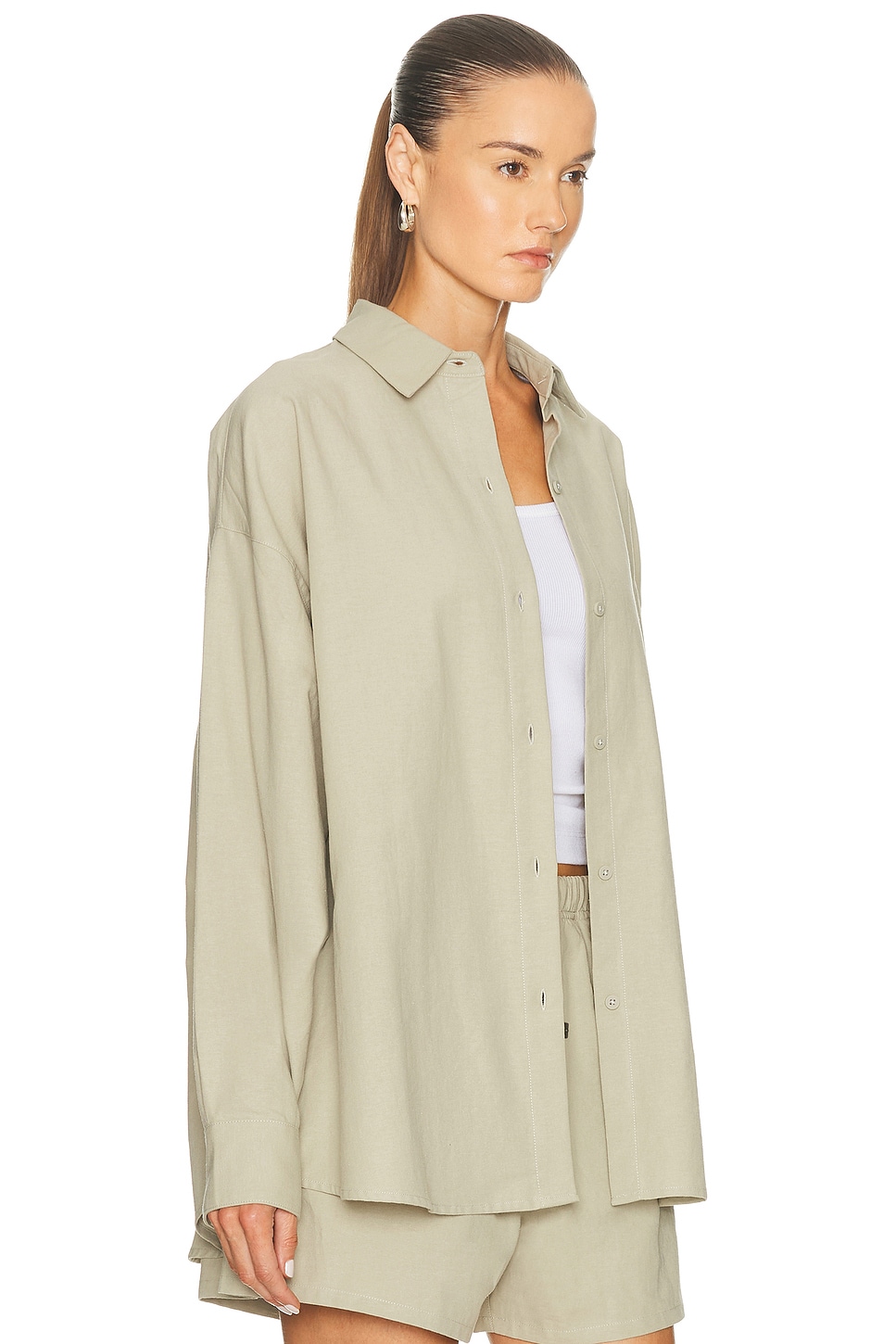 Essentials Brushed Oxford Relaxed Shirt In Green