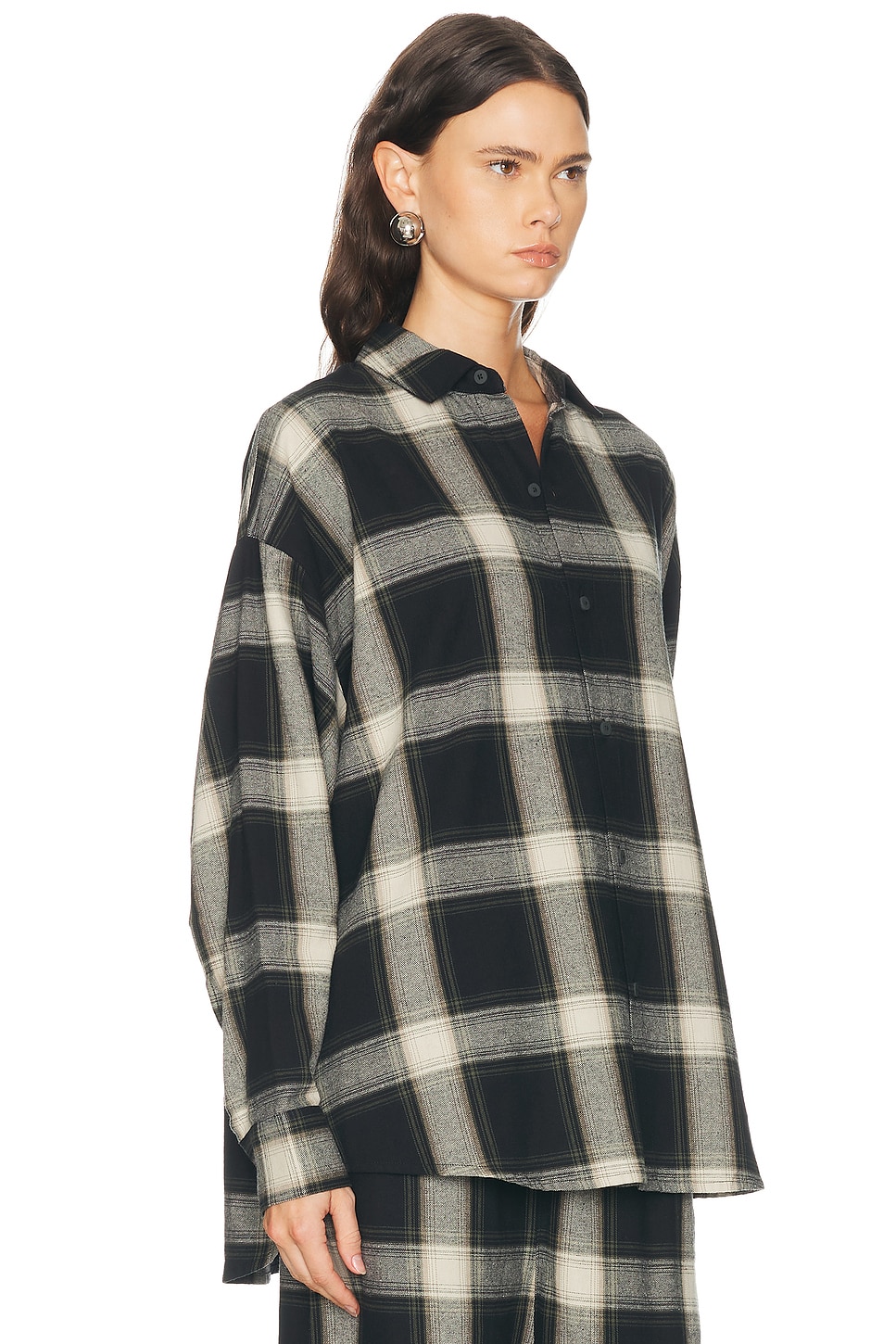Essentials Button Up Shirt In Iron Grey Plaid
