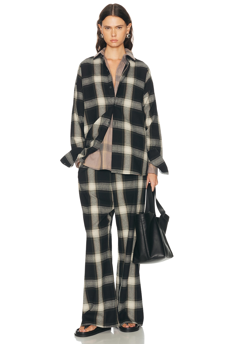 Essentials Button Up Shirt In Iron Grey Plaid