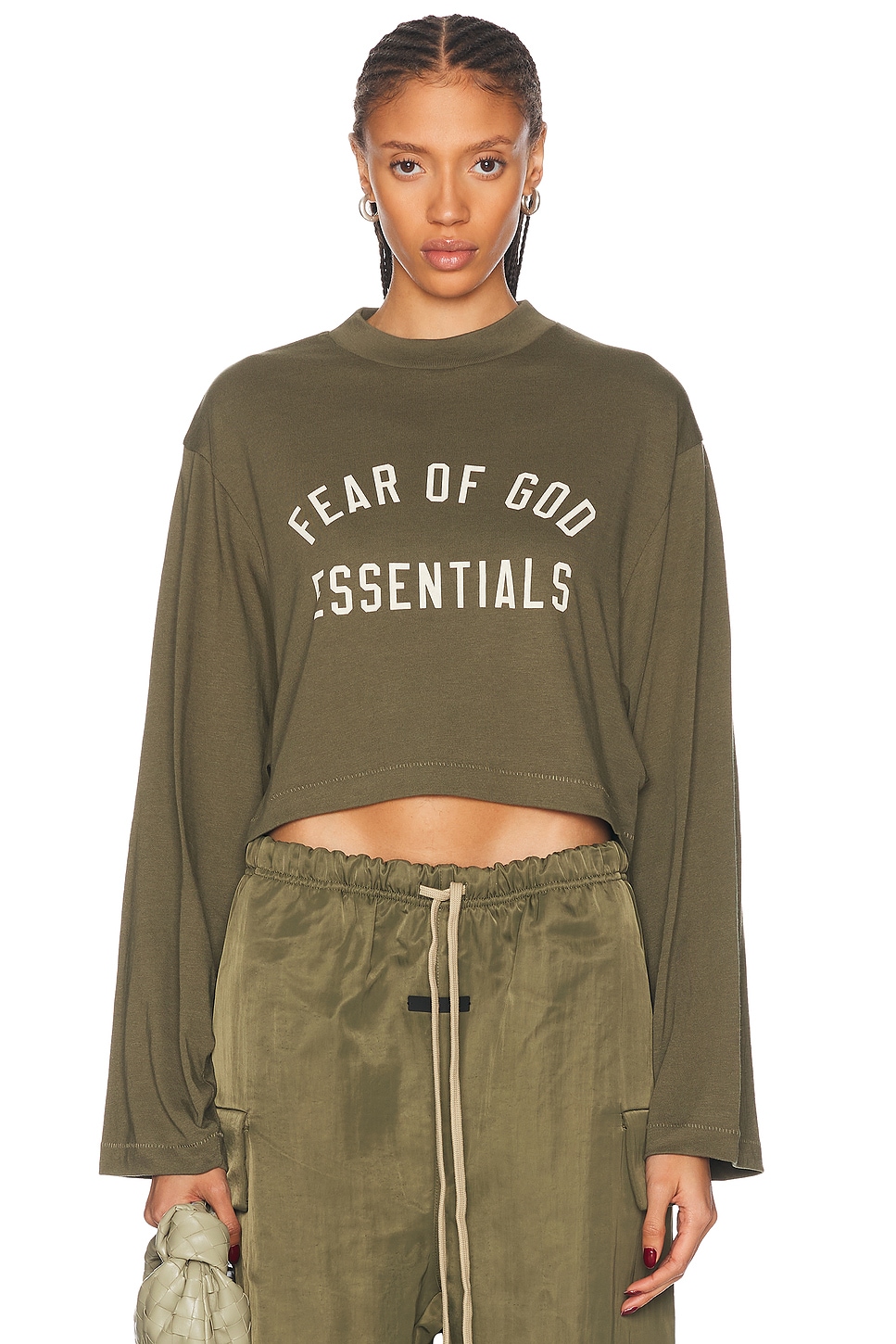 Cropped Long Sleeve T-Shirt in Green