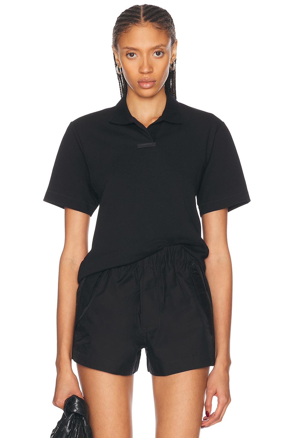 Short Sleeve Polo Top in Black