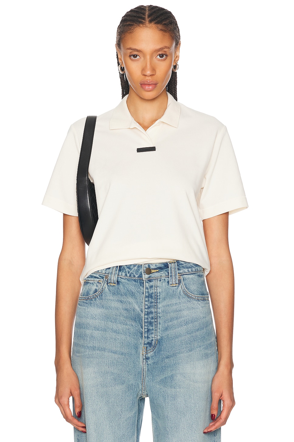 Short Sleeve Polo Top in White