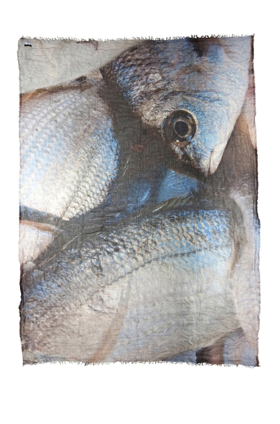 Image 1 of Faliero Sarti Fish Scarf in Blue & Grey & White