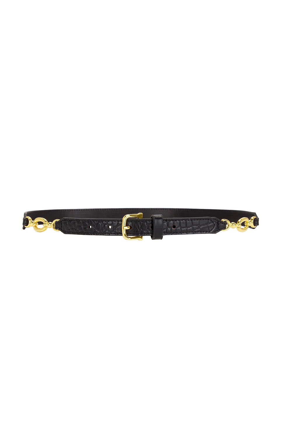 Shop Frame Jewelery Detail Belt In Black Croc