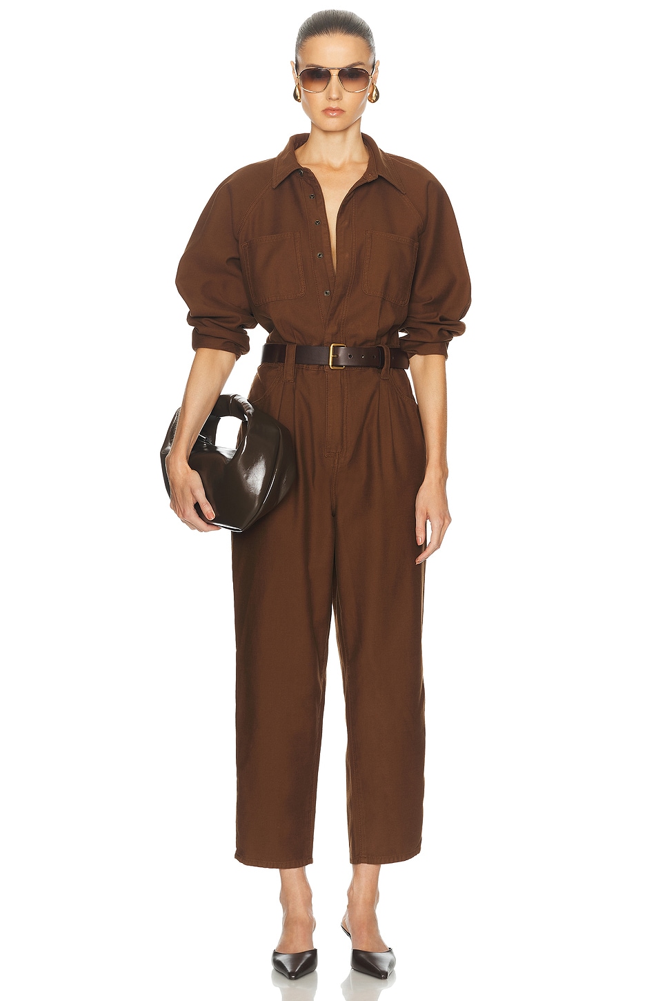 Shop Frame Standaway Pocket Jumpsuit In Talon