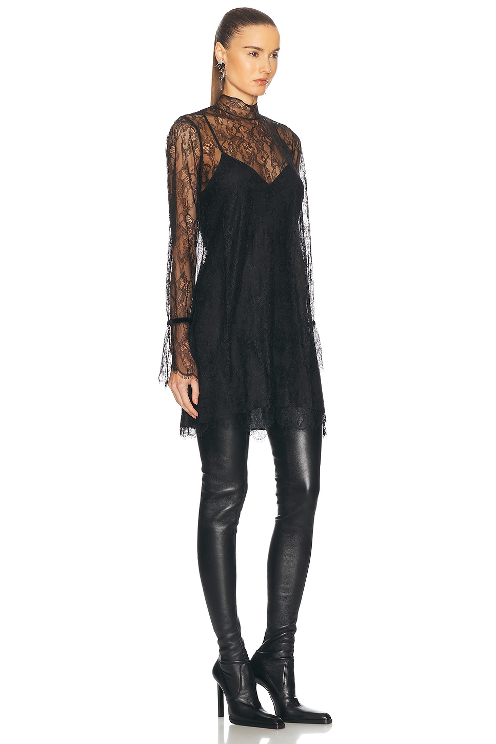 Shop Frame Lace Shift Dress In Black