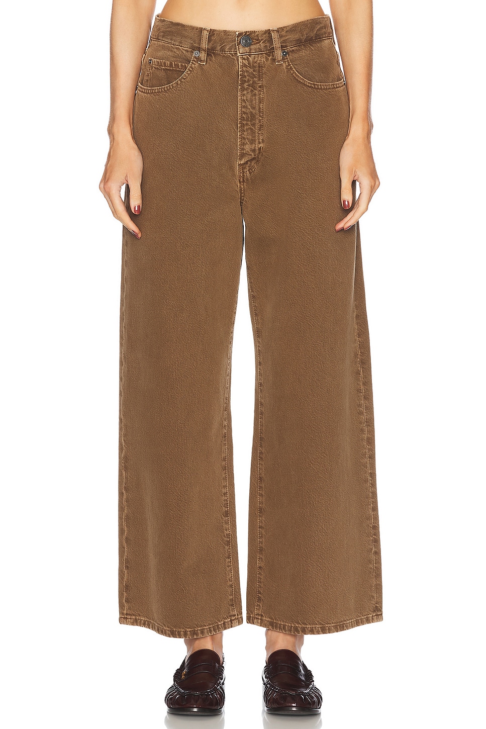 Image 1 of FRAME Le Long Baggy Wide Leg in Bronzite