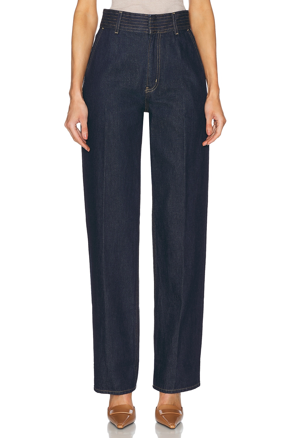 Image 1 of FRAME The Trapunto Trouser in Rinse