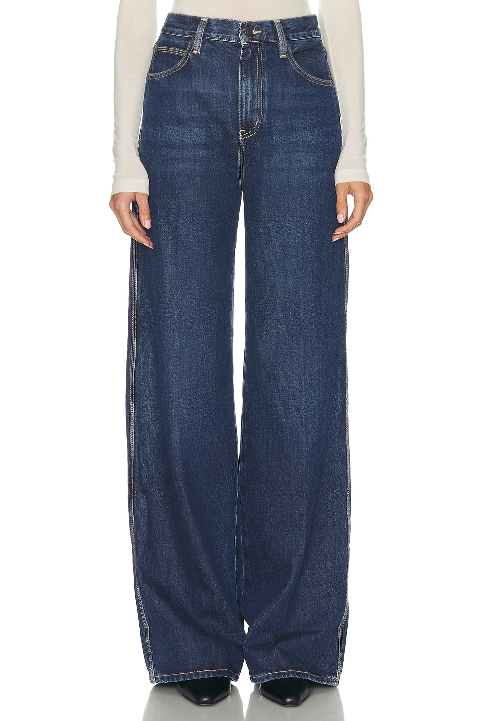Image 1 of FRAME The Cuffed Wide Jeans in Spencer