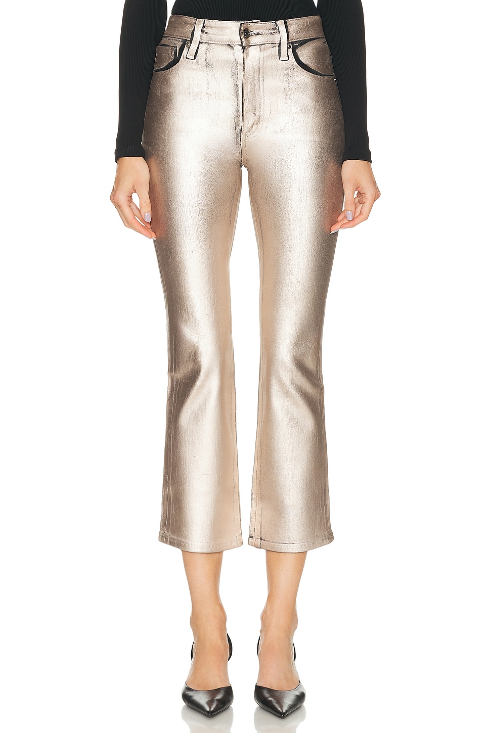 Image 1 of FRAME The Reboot Crop Jeans in Champagne Coated