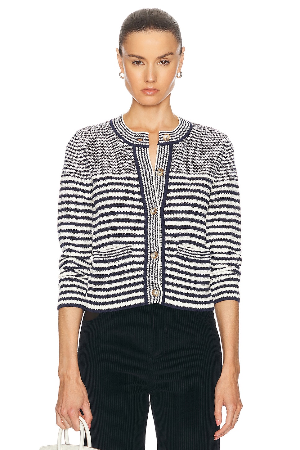 Image 1 of FRAME Compact Cardi in Navy Multi
