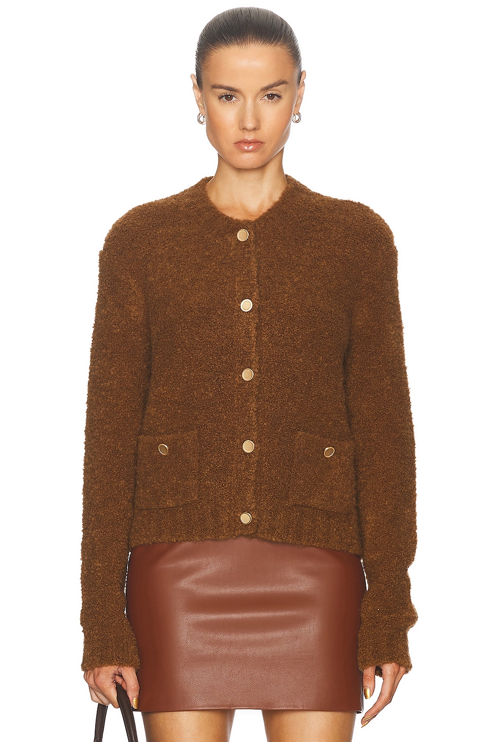 Image 1 of FRAME Patch Pocket Cardi in Camel