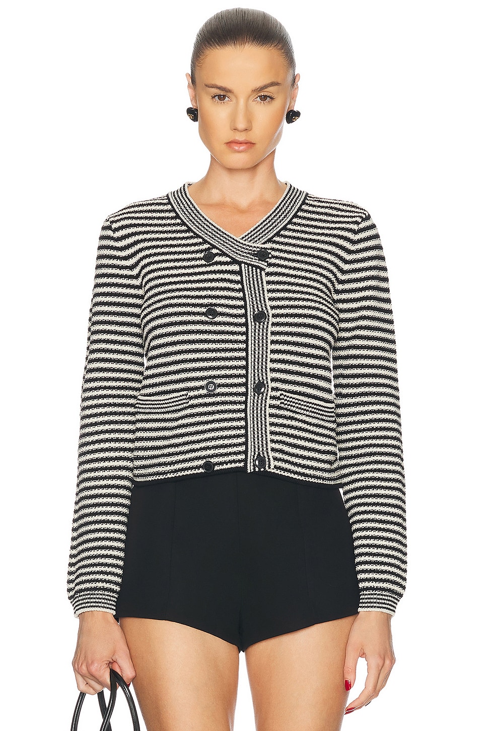 Image 1 of FRAME Court Cardigan in Black Multi