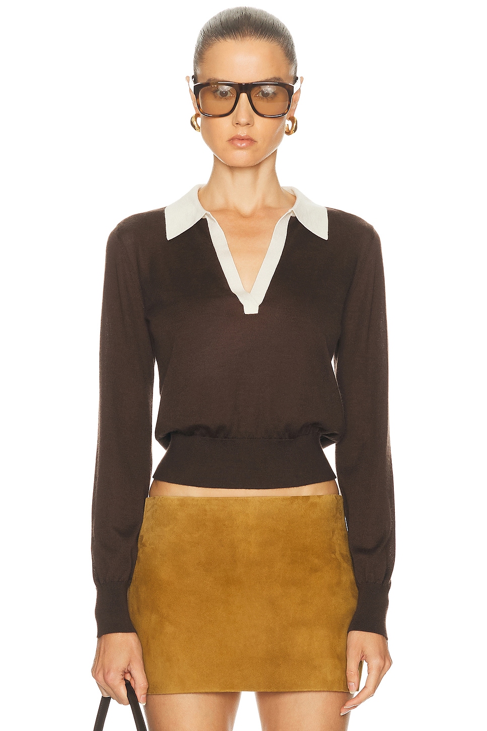 Image 1 of FRAME The Two Tone Polo in Coffee Multi