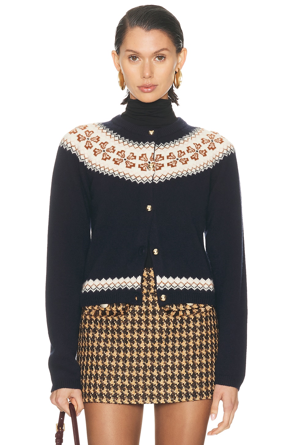 Image 1 of FRAME The Cashmere Fairisle Cardi in Navy