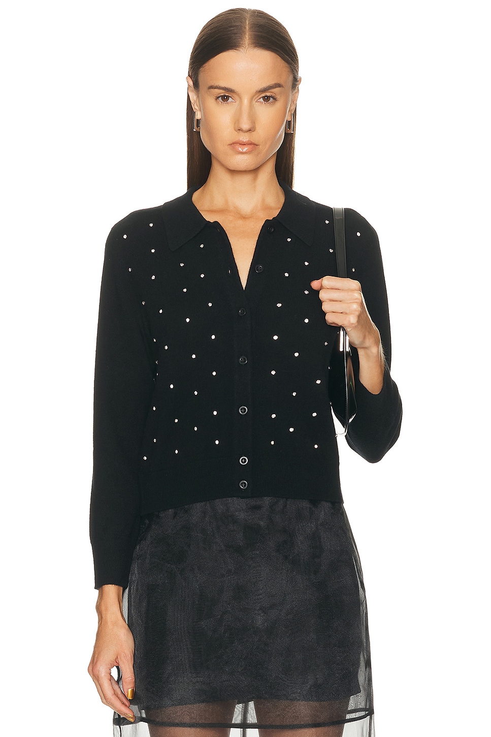 Image 1 of FRAME Rhinestone Cardi in Black