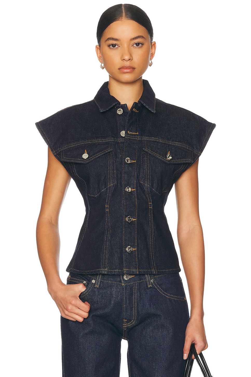 Image 1 of FRAME Nipped Vest in Rinse