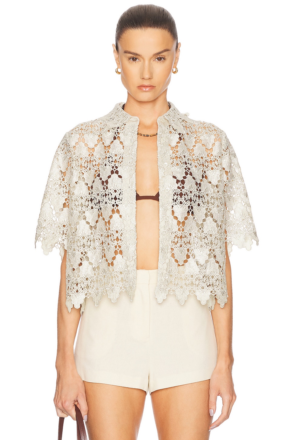 FRAME THE LACE BUTTON UP SHIRT