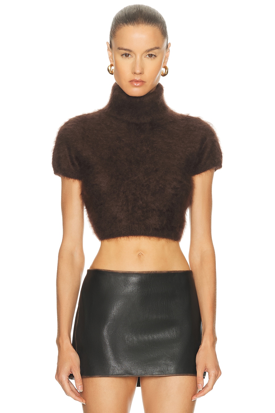 Image 1 of FRAME The Teddy Turtleneck in Coffee