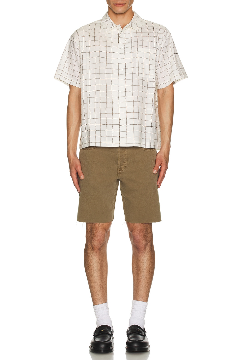 Image 1 of FRAME Relaxed Undone Hem Denim Short in Light Brown