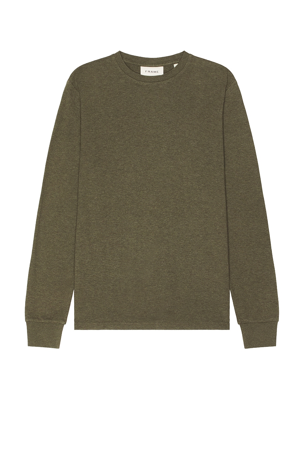 Shop Frame Duo Fold Crew Sweater In Heather Olive Green