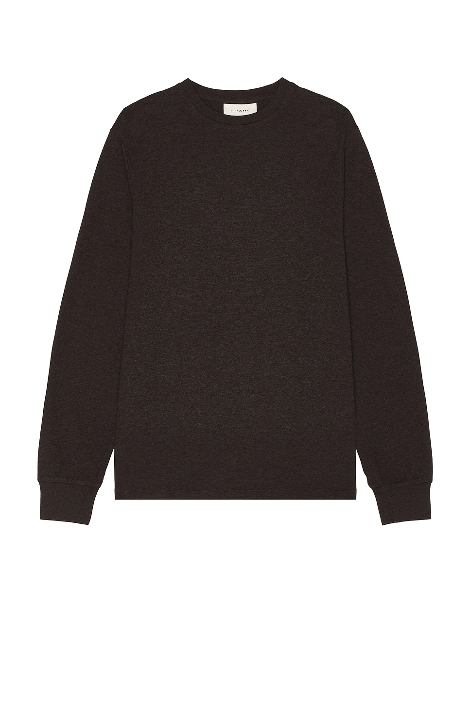 Image 1 of FRAME Duo Fold Crew Sweater in Heather Espresso