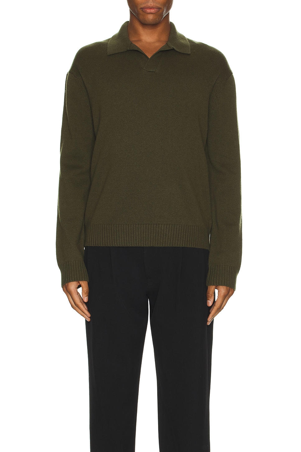 Image 1 of FRAME Polo Sweater in Dark Olive