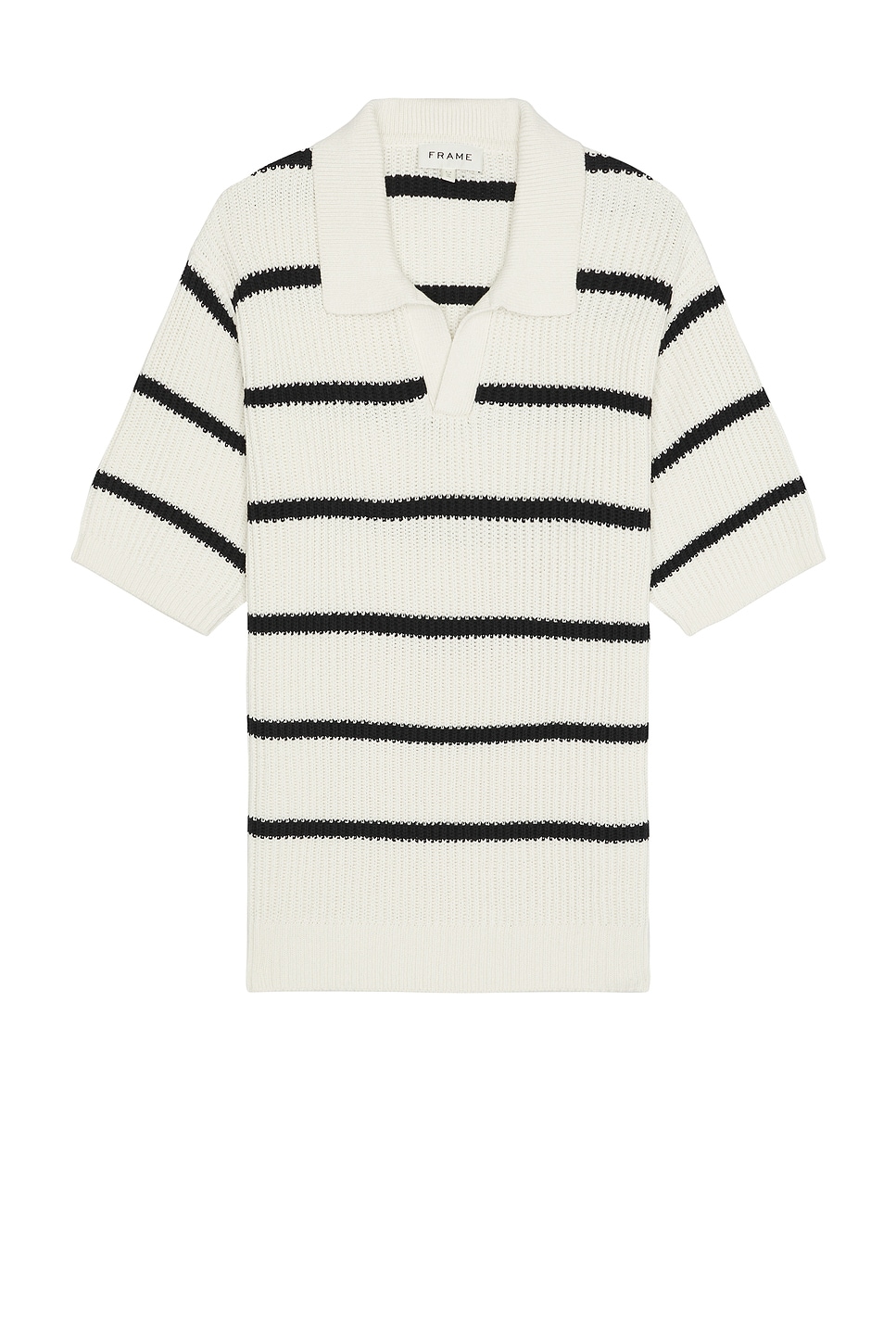 Striped Polo Sweater in Cream