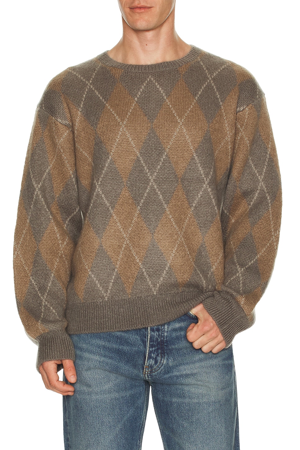 Image 1 of FRAME Argyle Sweater in Taupe Multi