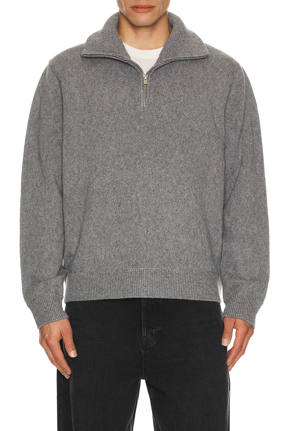Image 1 of FRAME Wool Zip Sweater in Grey Melange