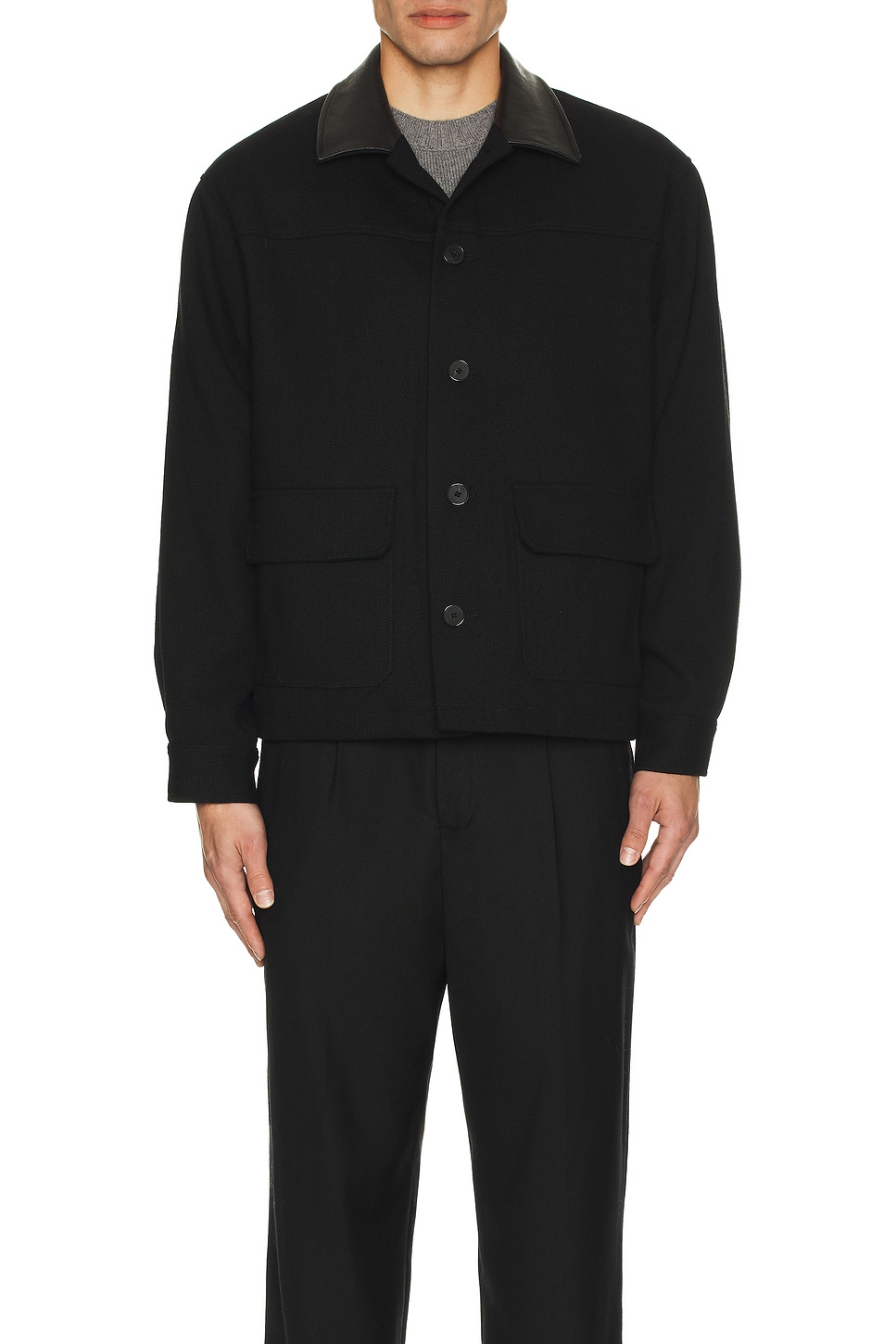Image 1 of FRAME Woolen Workwear Jacket in Black