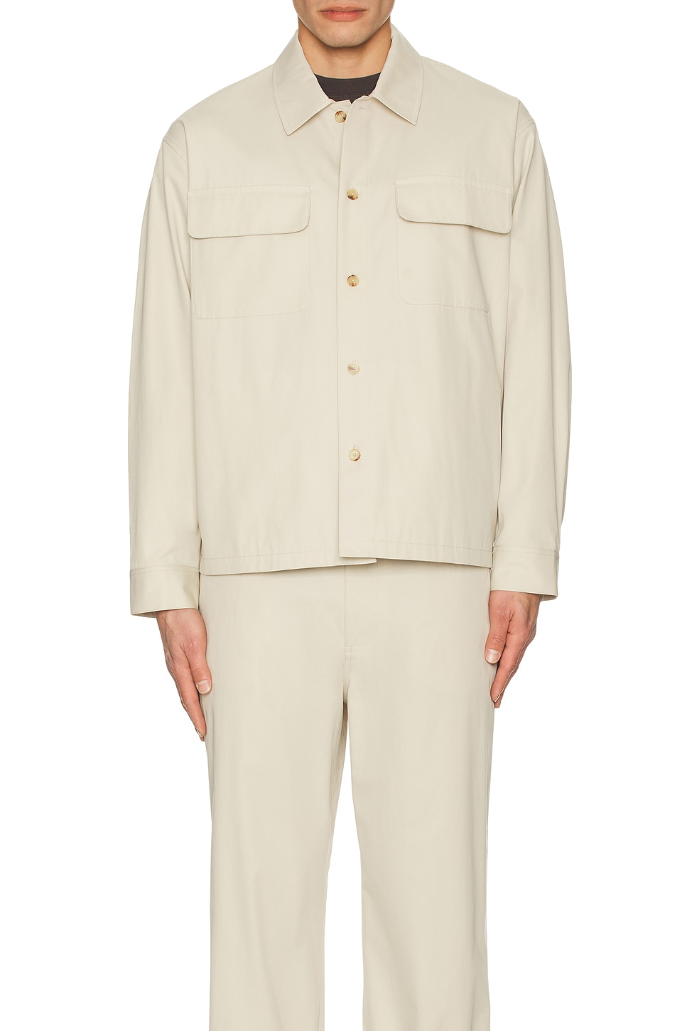 Image 1 of FRAME Double Pocket Overshirt in Light Beige