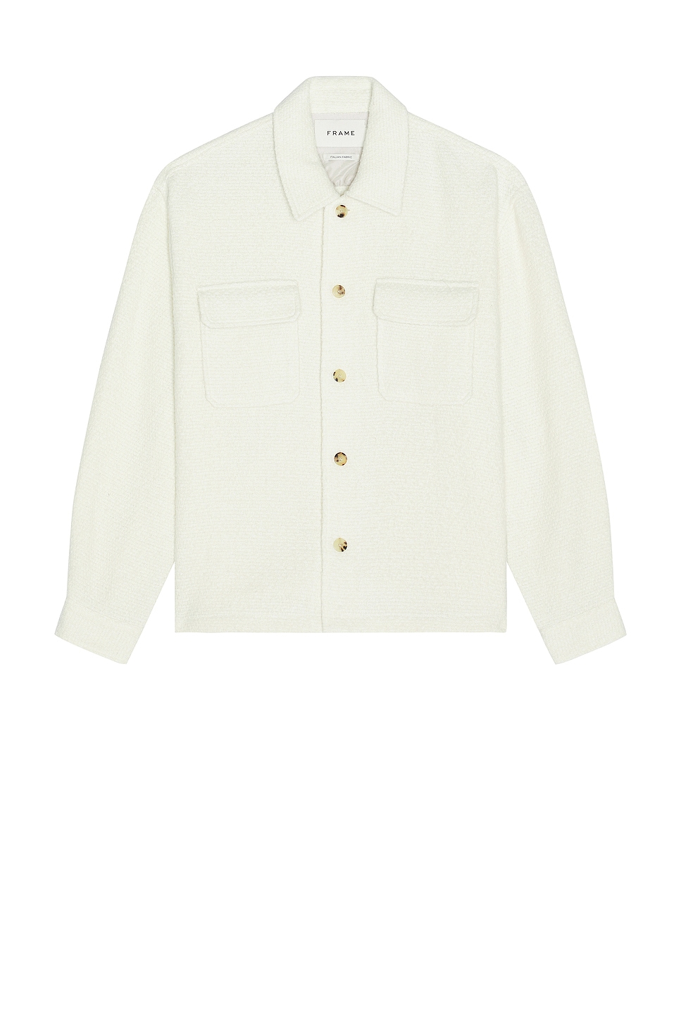 Image 1 of FRAME Tweed Overshirt in Warm White