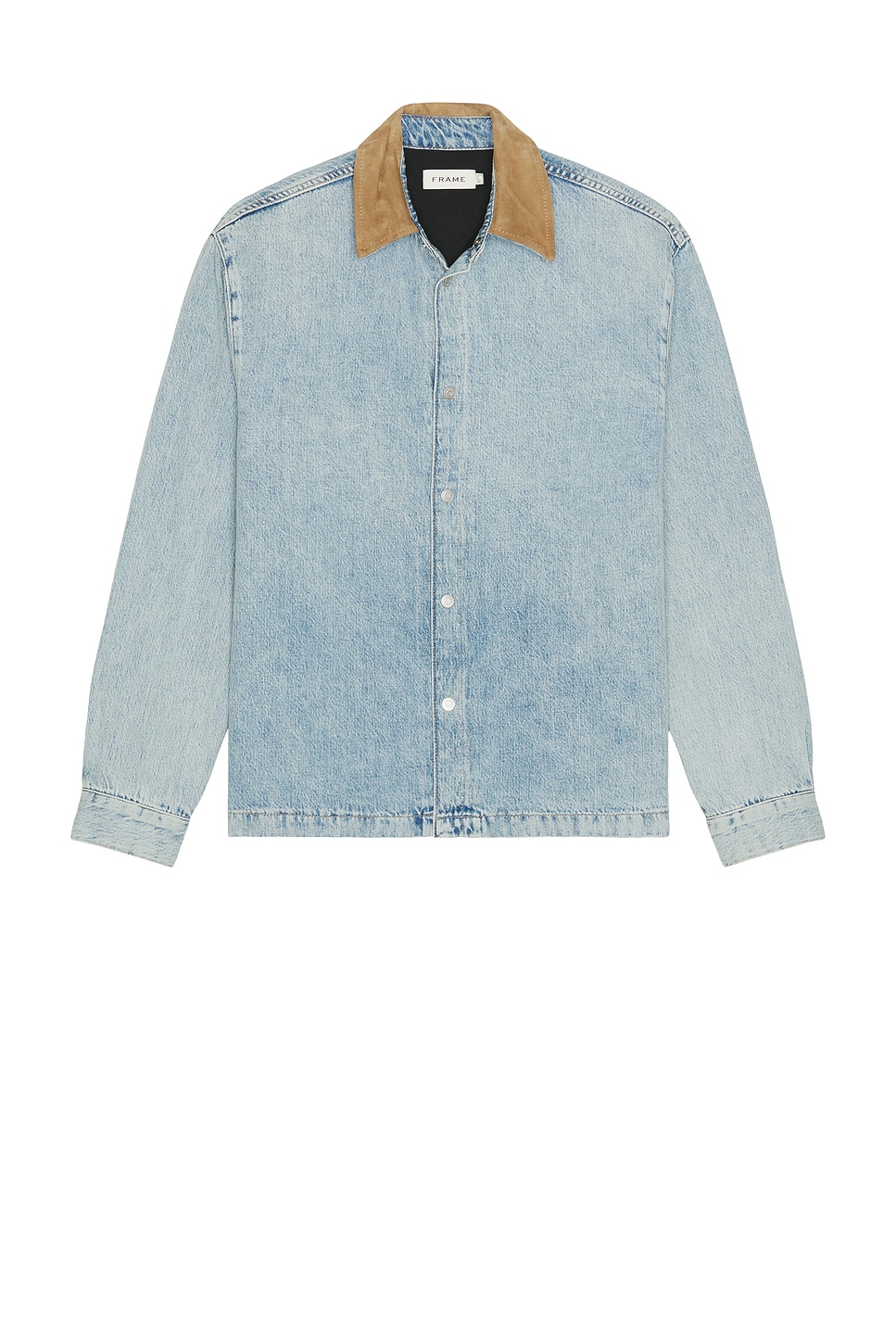 Image 1 of FRAME Suede Collar Denim Overshirt in Esme