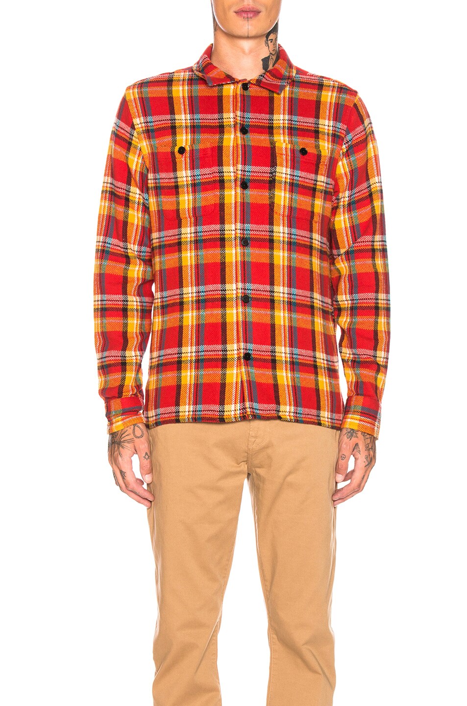 Image 1 of FRAME Flannel Shirt Jacket in Dark Rouge Multi