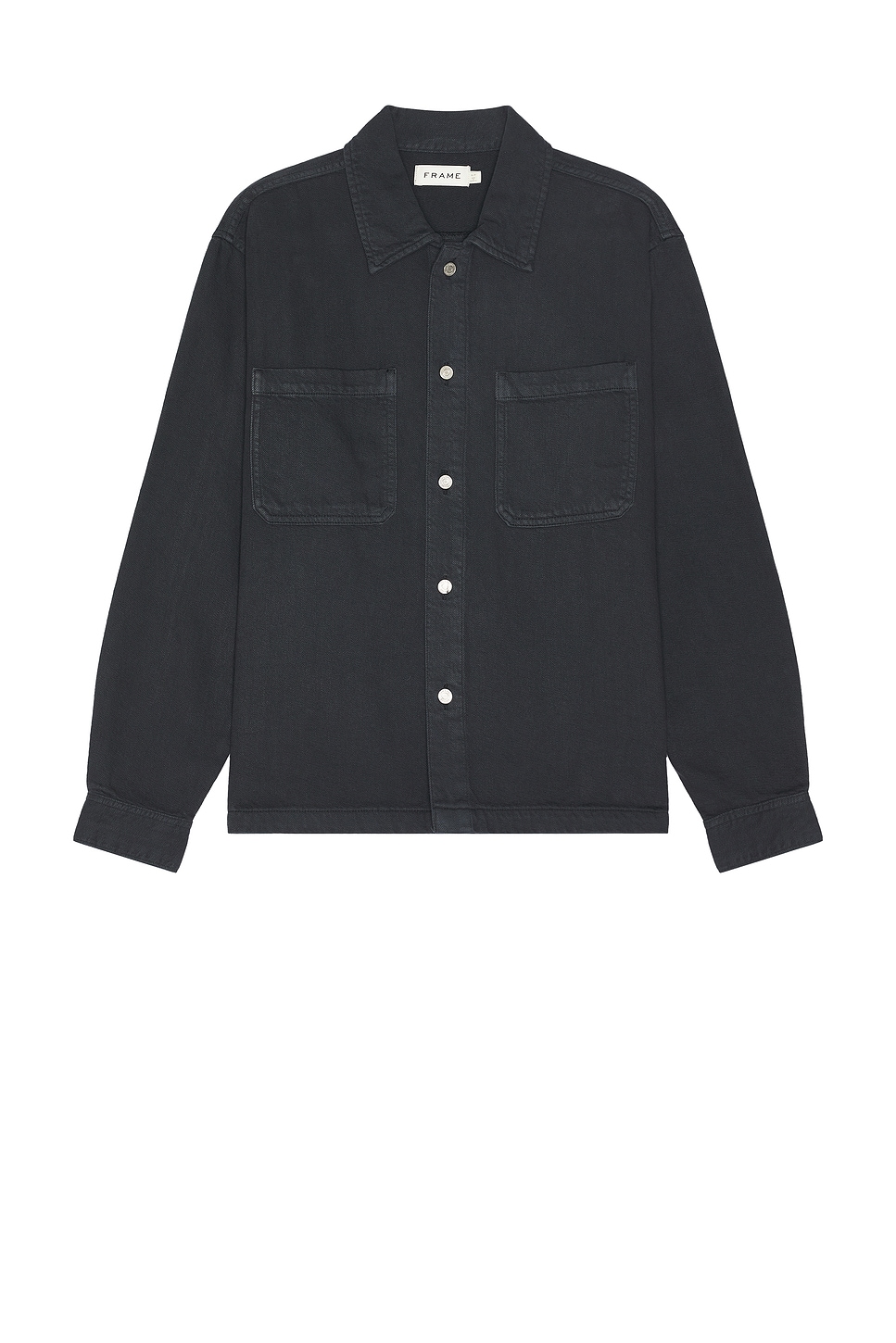 Shop Frame Textured Double Pocket Relaxed Shirt In Navy