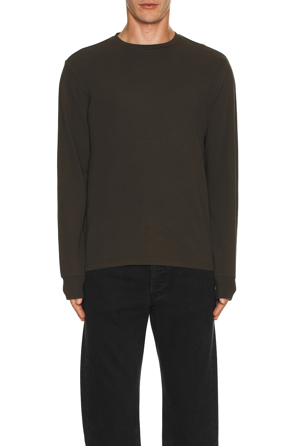 Image 1 of FRAME Duo Fold Crew in Dark Taupe