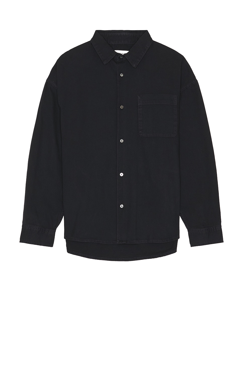 Shop Frame Long Sleeve Relaxed Denim Shirt In Navy