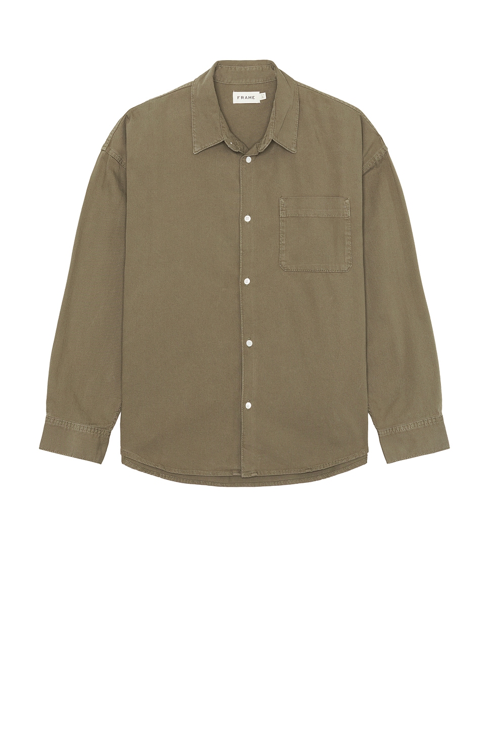 Long Sleeve Relaxed Denim Shirt in Olive