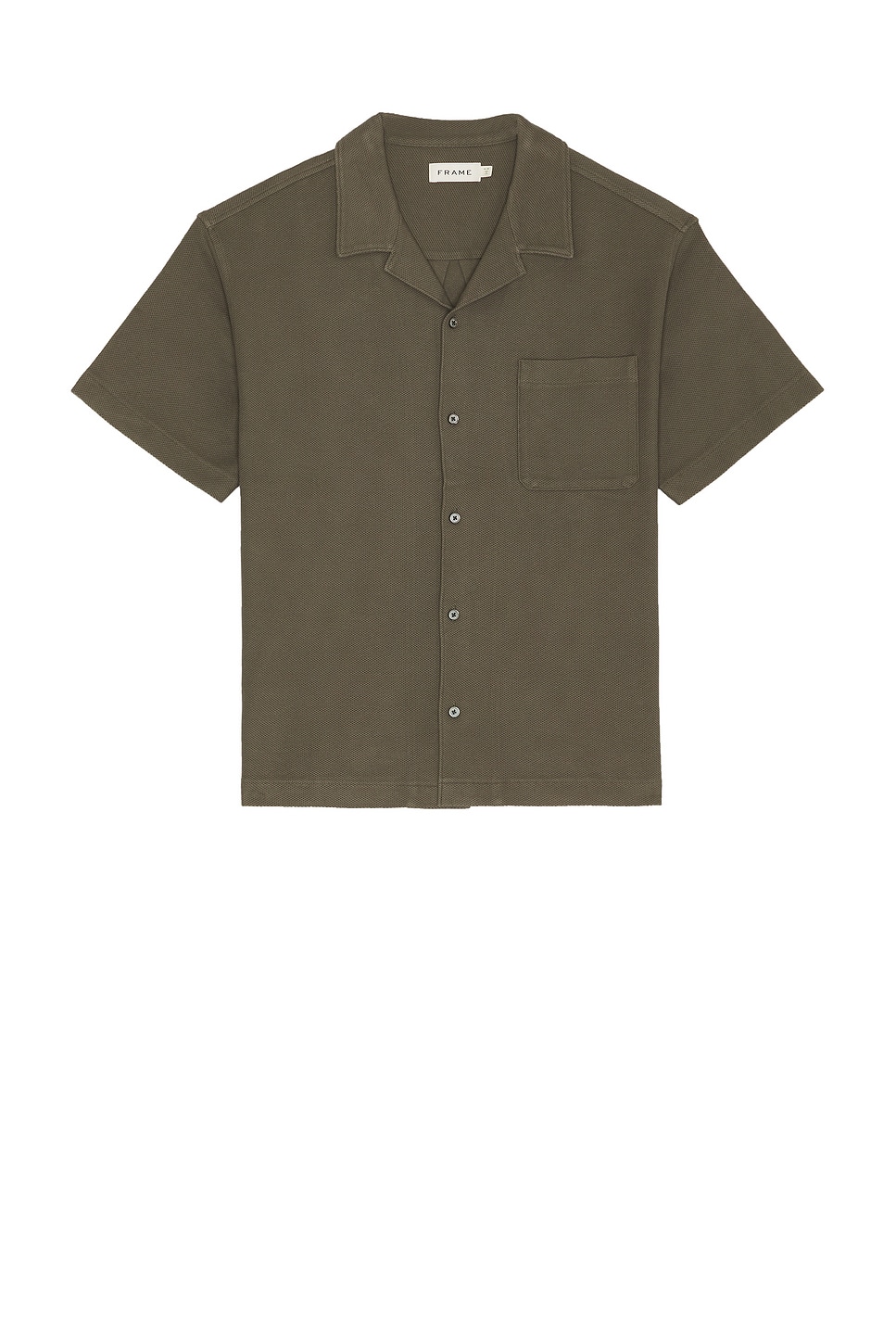 Image 1 of FRAME Jacquard Relaxed Camp Collared Shirt in Dark Sage