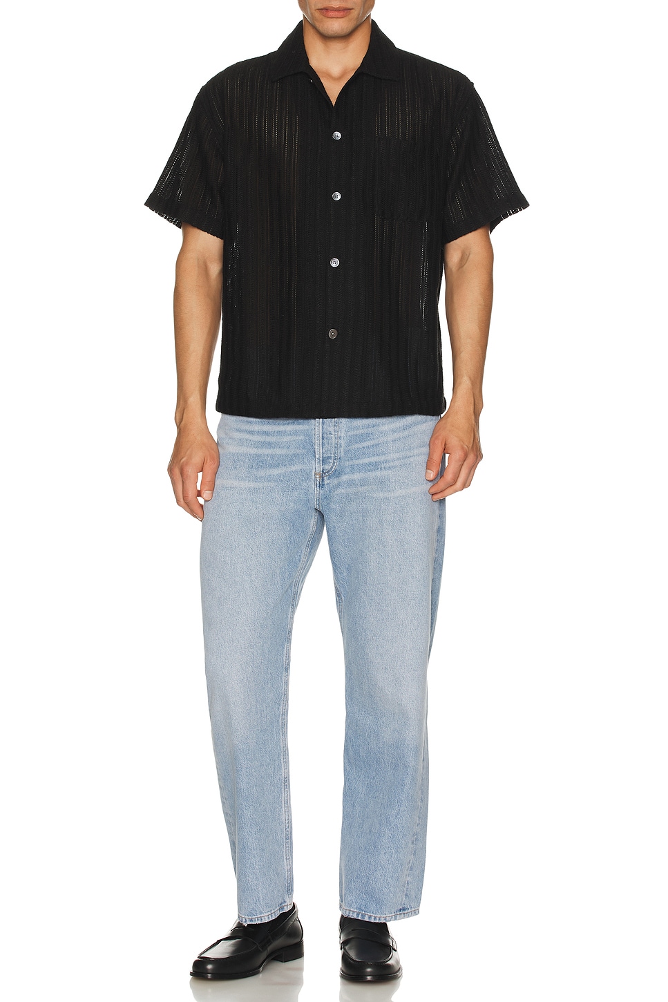 Image 1 of FRAME Crochet Shirt in Black