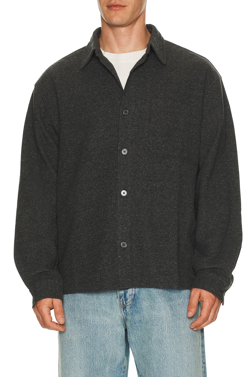 Image 1 of FRAME Waffle Textured Shirt in Heather Grey
